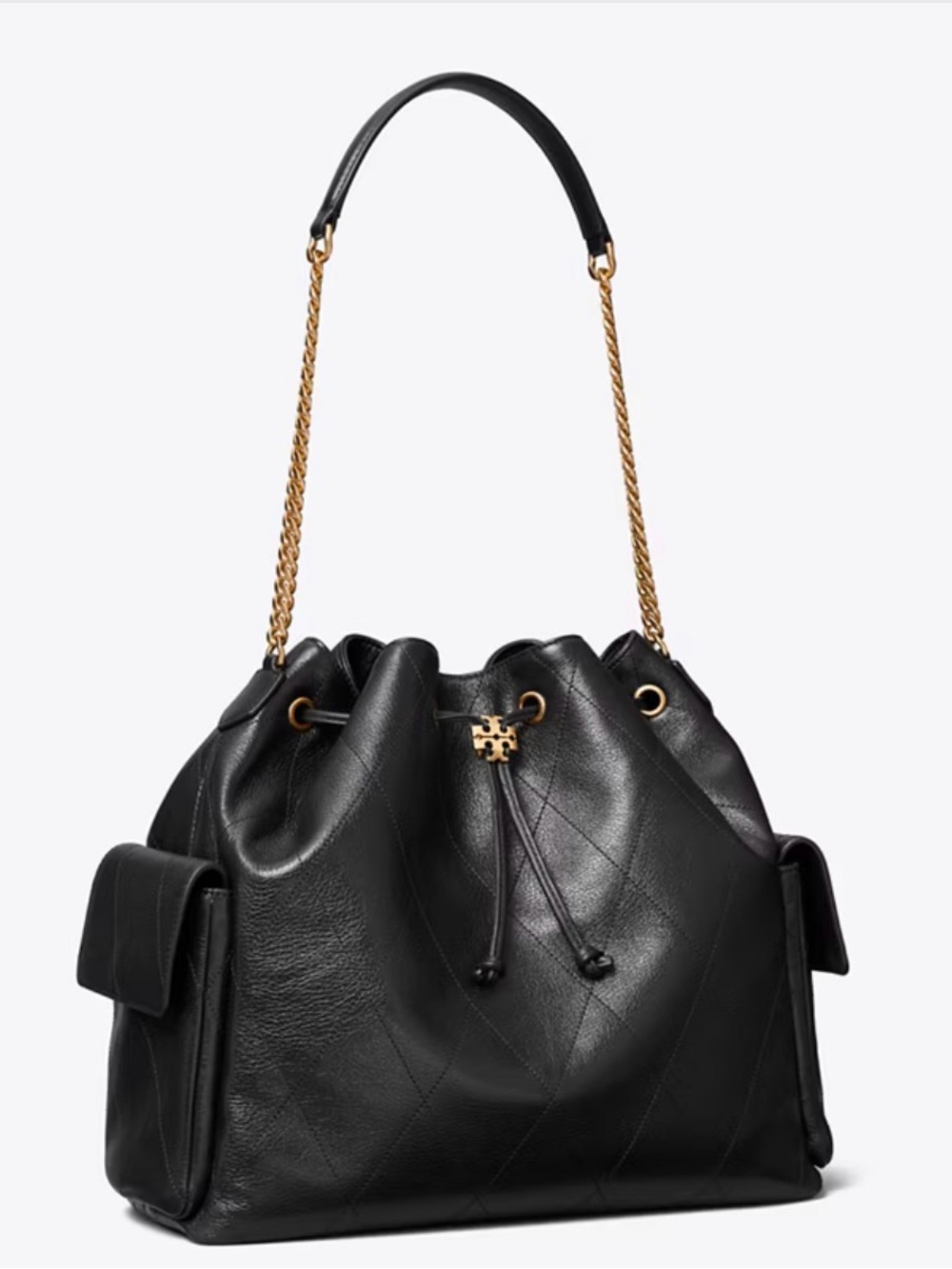 NWT Tory Burch LARGE CHARLIE QUILTED DRAWSTRING SHOULDER BAG